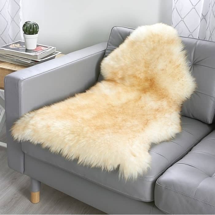 White Sheepskin Rug | Original Leather HAIRON carpets for luxury room 4