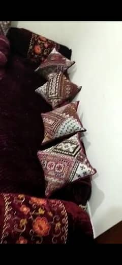 afghan floor coushions set in plum velvet with fillings