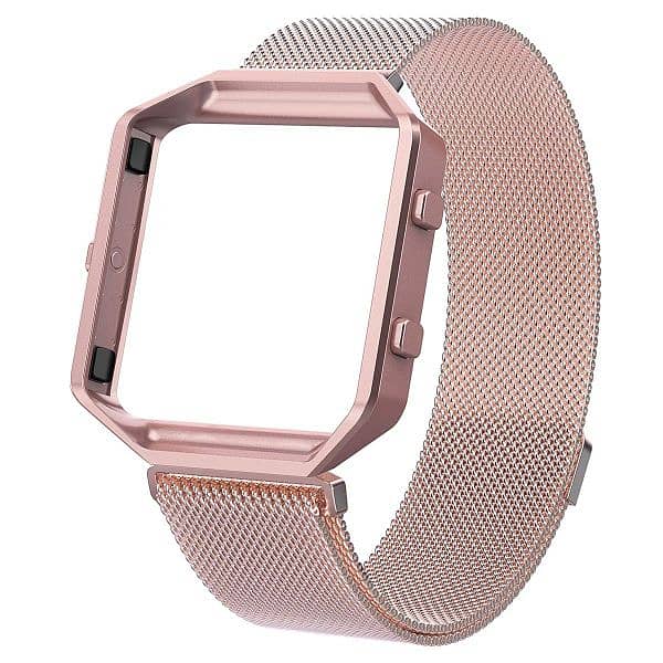 Fitbit Blaze Watch Bands Silicone Rubber with Frame Rose Gold 1