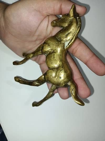 solid brass real antique horse . . . cross horse . . antique 3