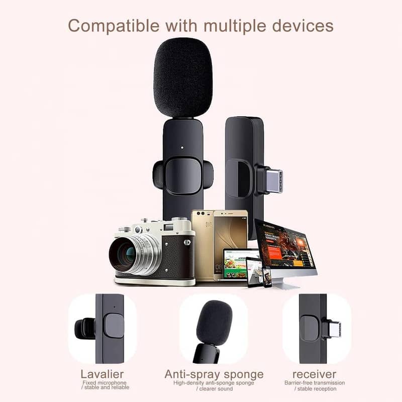 K8 Wireless Microphone for Live Stream Type-C & I-Fone 3
