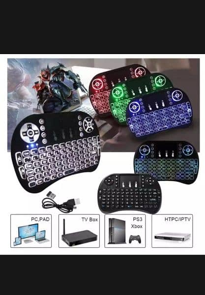 Mini Wireless touchpad Keyboard with 3 Color RGB Backlite 0