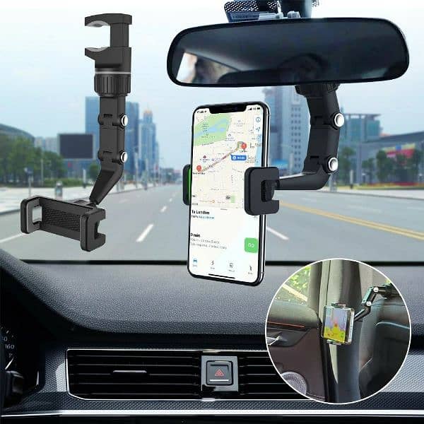 Universal Car Mobile 360° Car Rearview Mirror Mount Phone Holder 6