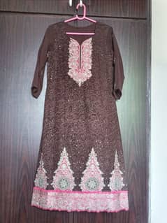 Brown Chiffon Fully Embroidered (promotion price)
