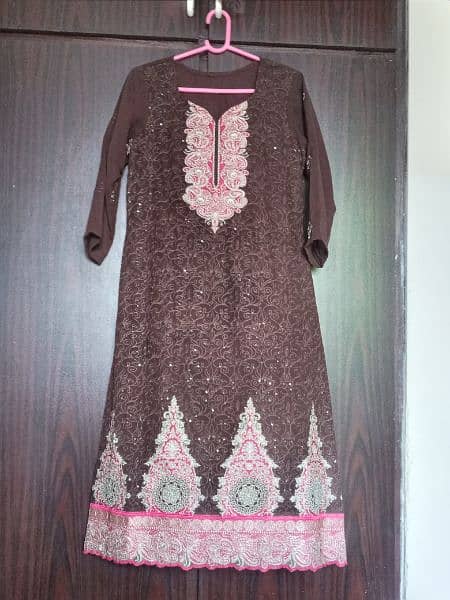 Brown Chiffon Fully Embroidered (promotion price) 0