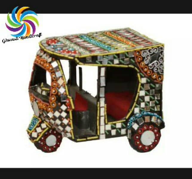 Handcrafted Mirror Work Rickshaw Model 1