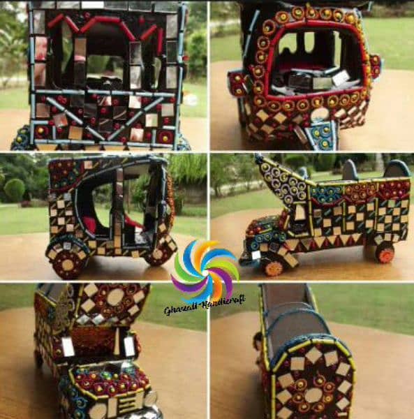 Handcrafted Mirror Work Rickshaw Model 3