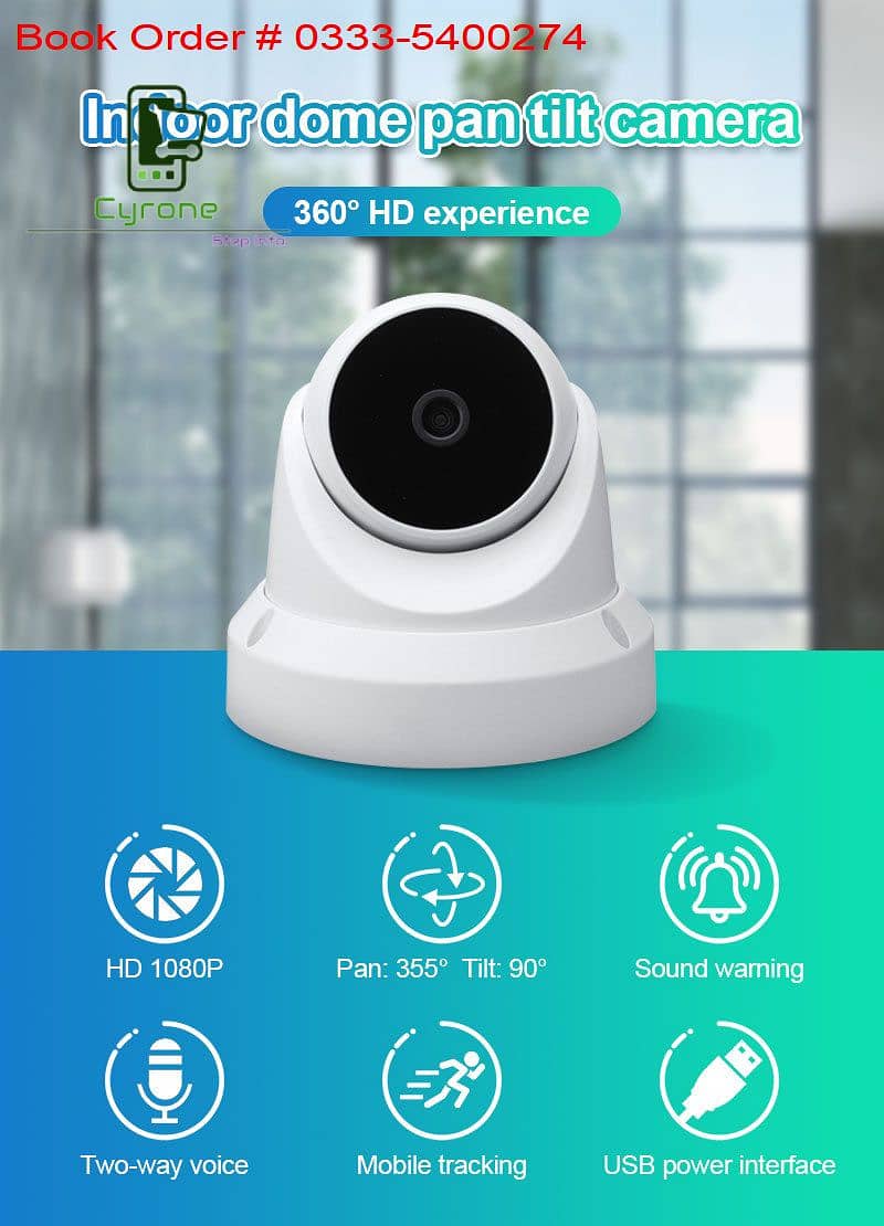 3MP Indoor Wifi Dome Security Camera 2-Way Audio Motion Detection 0