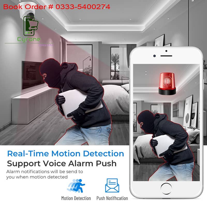 3MP Indoor Wifi Dome Security Camera 2-Way Audio Motion Detection 2