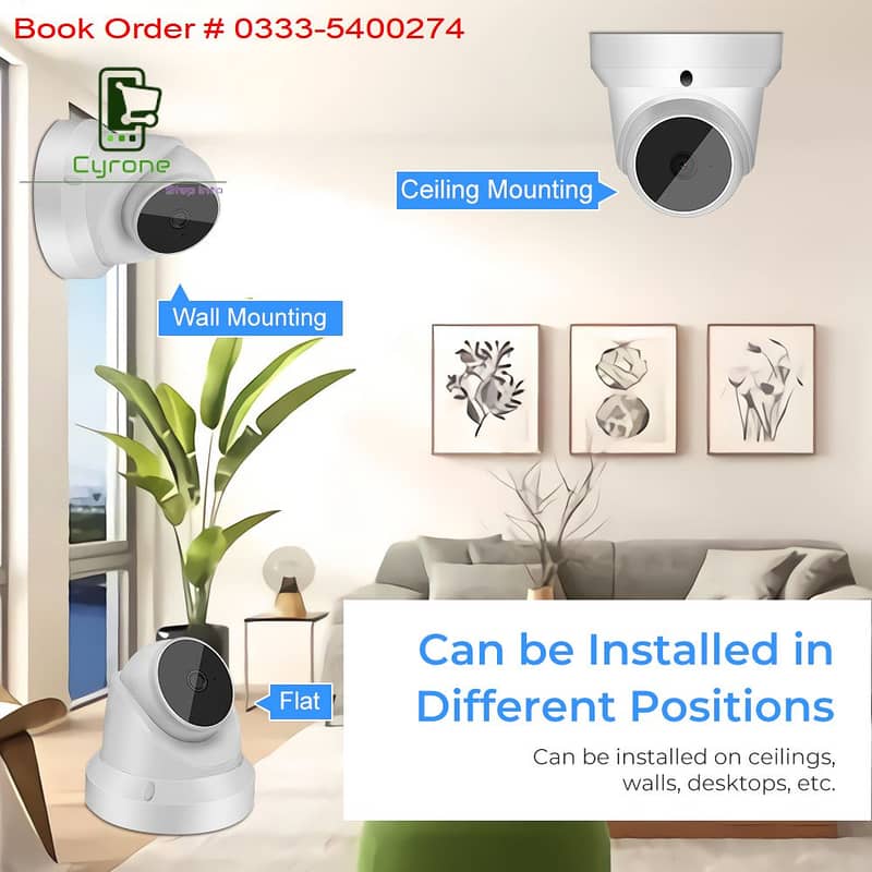 3MP Indoor Wifi Dome Security Camera 2-Way Audio Motion Detection 4