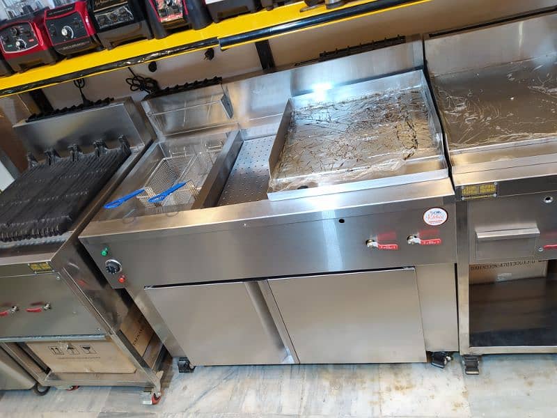 commercial combine hotplate and dual deep fryer 0