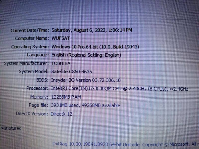 Toshiba Satelite C850-B635 Core i7 3rd Gen laptop 128SSD/500GB/12GB 12