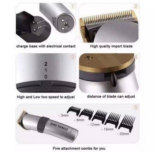 Dingling Kemei Hair dryer straightene iron Beard Trimmer Shaver Machin 7