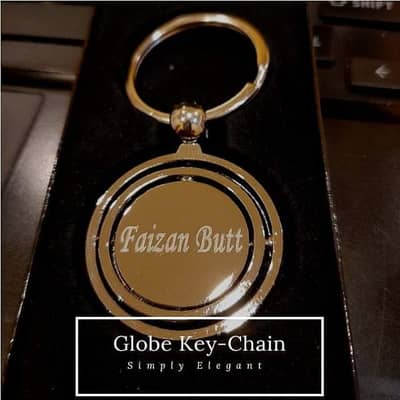 Customized Name Metallic Globe Keychain 360°Circle Rotating 1