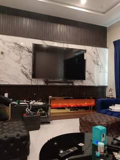 unique electric and gas fireplace.