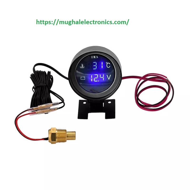 Round LCD Digital Car Truck Water Temp Gauge 2 In 1 Temperature Sensor 0
