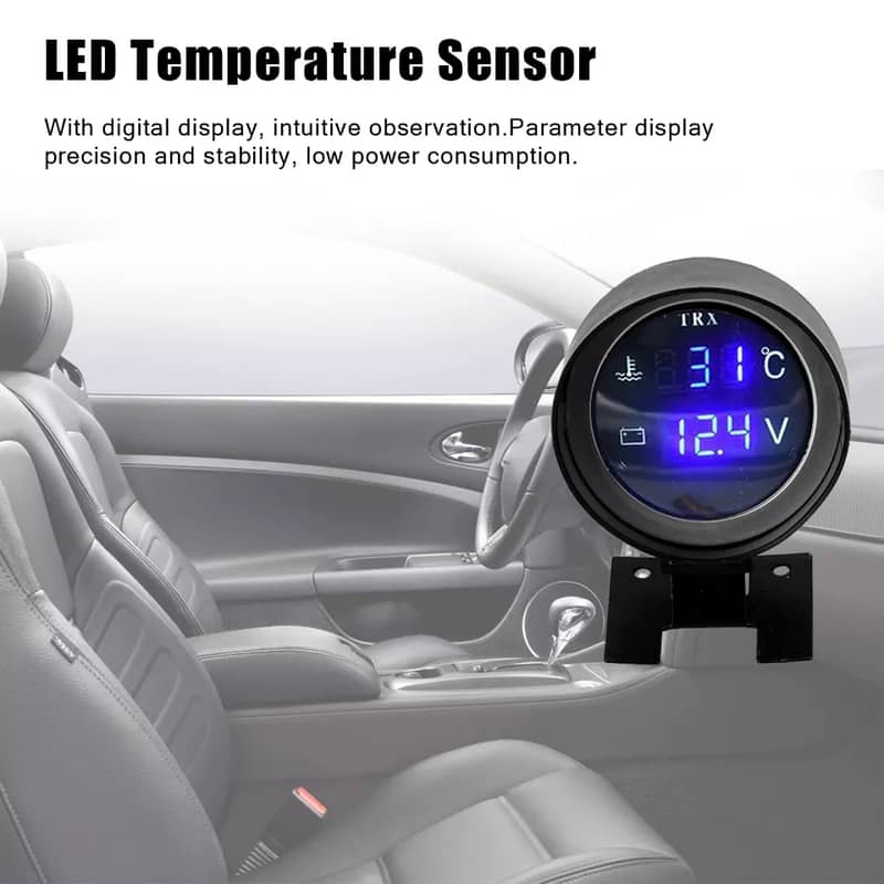 Round LCD Digital Car Truck Water Temp Gauge 2 In 1 Temperature Sensor 3