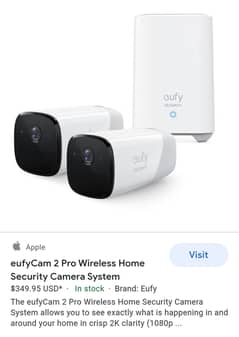 Eufy Cam 2 Pro Indoor/Outdoor Wire-Free with home base 2 complete set