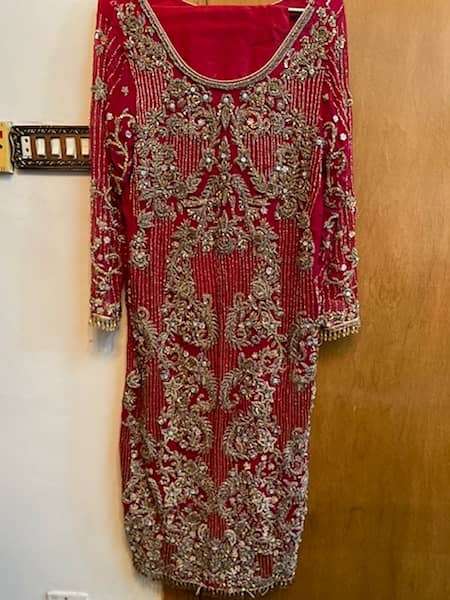 Chiffon blood red fancy party dress lush condition 0