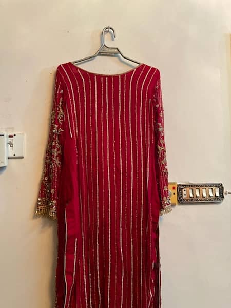 Chiffon blood red fancy party dress lush condition 1