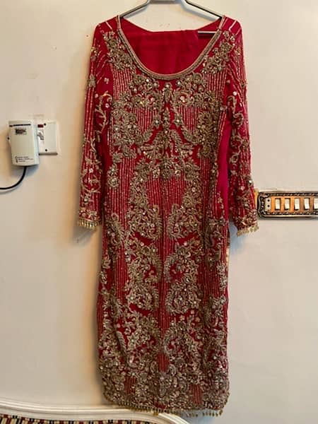 Chiffon blood red fancy party dress lush condition 2