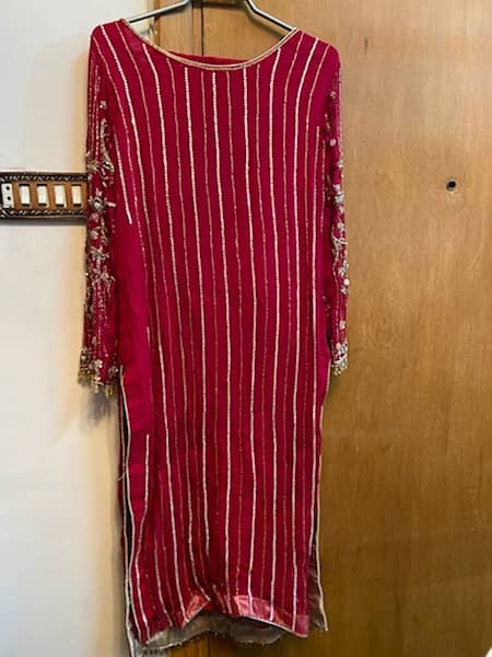 Chiffon blood red fancy party dress lush condition 3