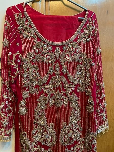 Chiffon blood red fancy party dress lush condition 6