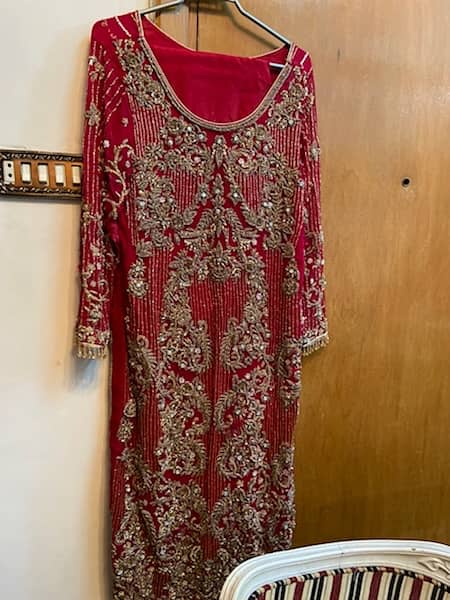 Chiffon blood red fancy party dress lush condition 7