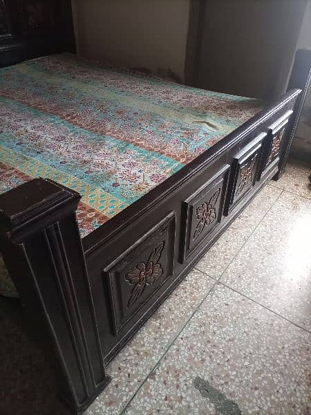 king size double bed wooden with two side tables 2