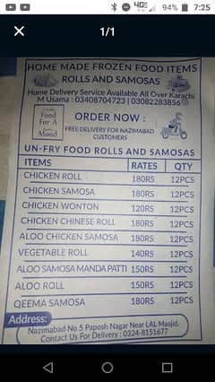 home made frozen food items rolls nd samosay