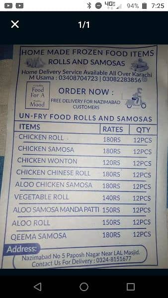 home made frozen food items rolls nd samosay 0