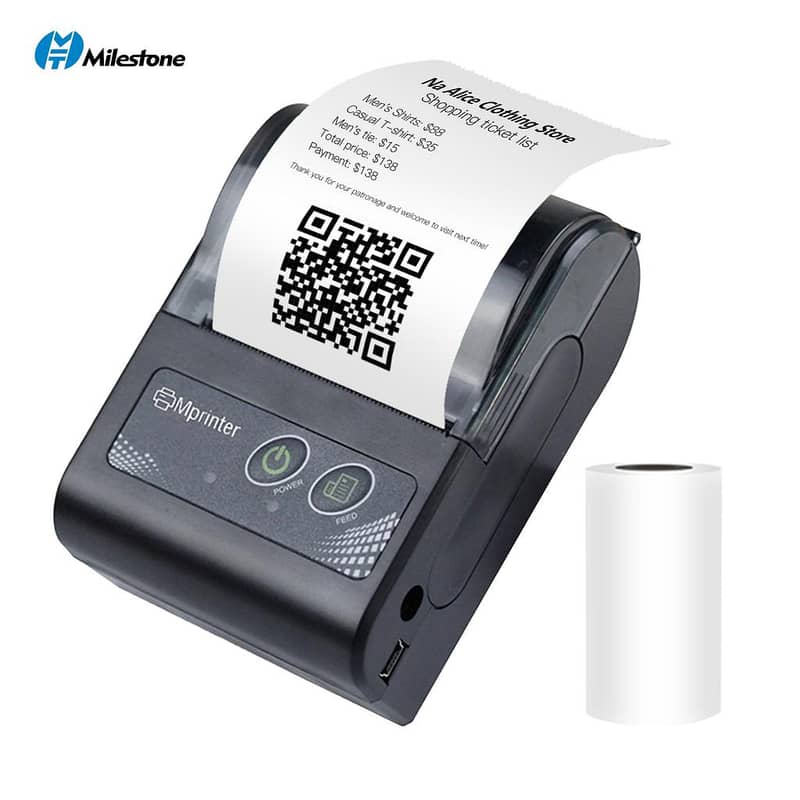 Portable 58mm Wireless Bluetooth Receipt Printer  Bill Mobile Printer 0