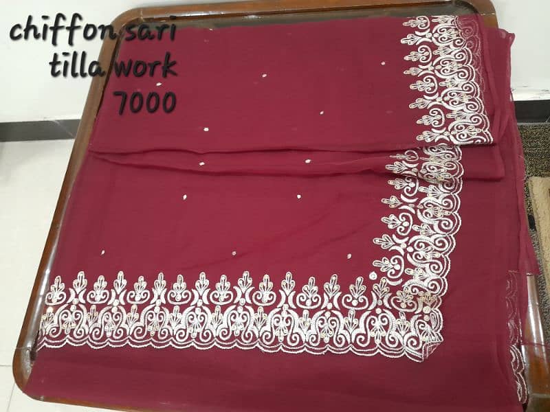 chiffon sari with tila work 0