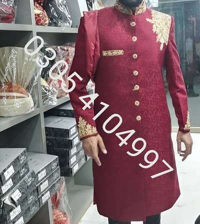 Sherwani maroon color. 70 % discounted price.