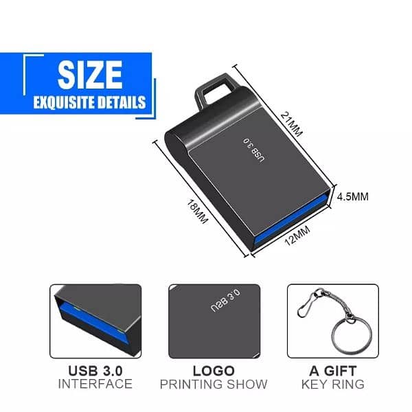 Super Mini Metal USB Flash Drive 32 GB USB 3.0 with Key Chain Pendrive 1