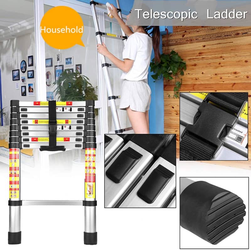 Telescopic Ladder Aluminum Alloy Folding A Shape 3.8 METER 7