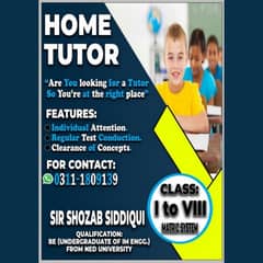 TUTOR FOR CLASS V TO X (MATRIC SYSTEM)