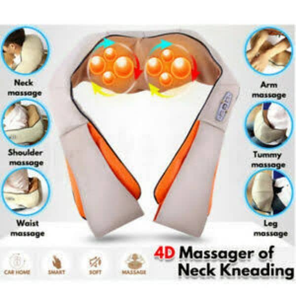 U Shape Electric Shiatsu Neck, Shoulder 4D Kneading Body Massage Shawl 0