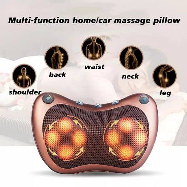 Electric Shiatsu Infrared Heating Massage Pillow with 8 Massager Heads 1
