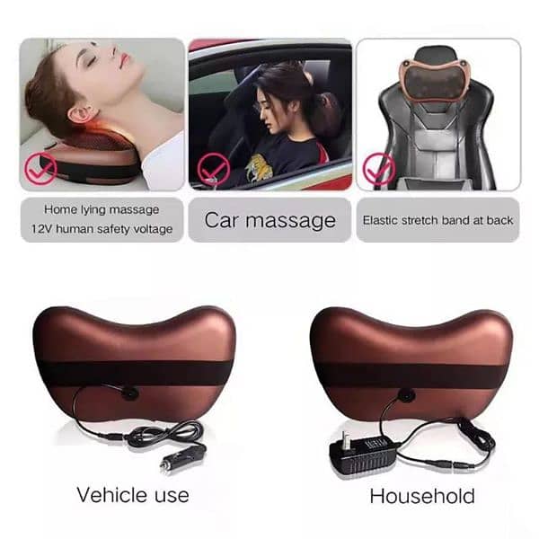 Electric Shiatsu Infrared Heating Massage Pillow with 8 Massager Heads 4