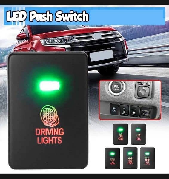 12 volt LED push button universal fitting photo alto almost all cars 0