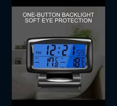 digital car clock inside outside temperature blue background light go