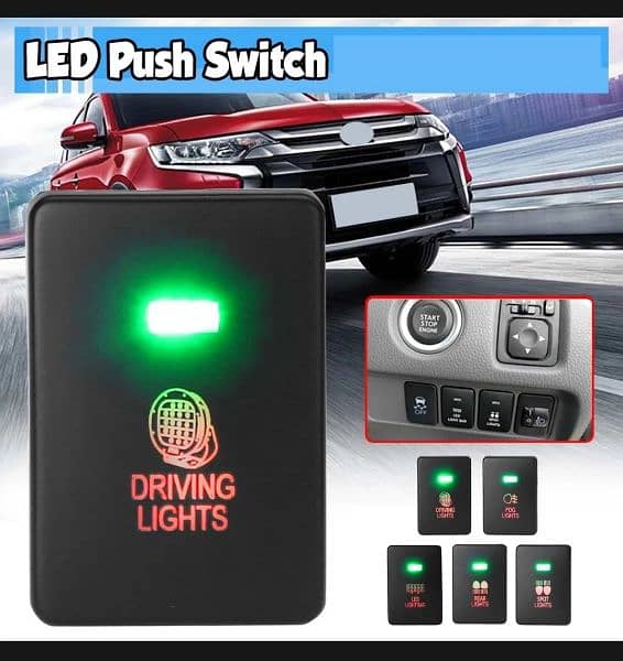 universal push button LED light with wire harness for Toyota alto 607 0