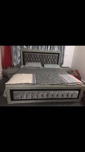 new designer bed with 2 side table 5