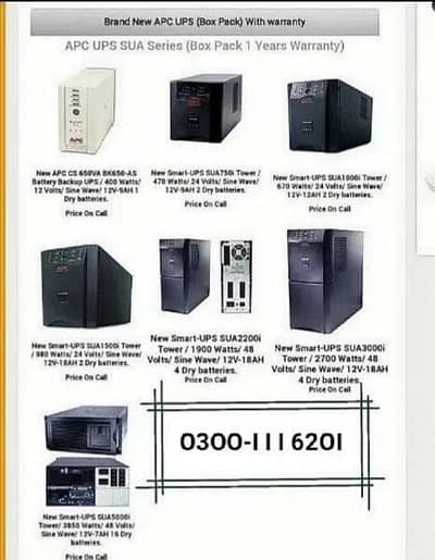 APC UPS 650VA/1KVA/2KVA/3KVA T0 10KVA BOX PACKED & USED