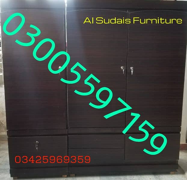 cupboard 6-4ft almari 2 door sofa table bed wardrobe chair home drawer 3