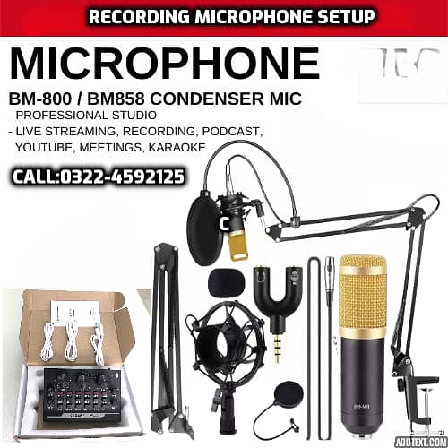 BM800 Mic for youtube recording,voice over singing with phantom supply 1