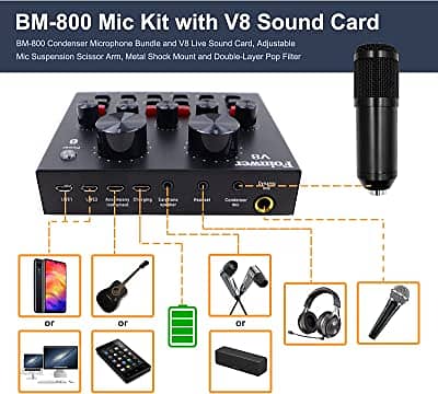 BM800 Mic for youtube recording,voice over singing with phantom supply 4