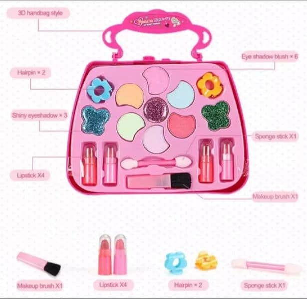 Kids Makeup Kit Cosmetic Jewellery Brefcase with Realapplicable Makeup 2