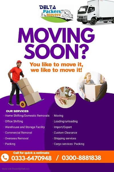 packers and movers, Home shifting, Cargo Service all over Pakistan 3